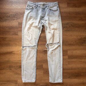 Levi's Jeans Mens 29x31 Light Blue 501 Distressed Ripped Cotton Denim Pants